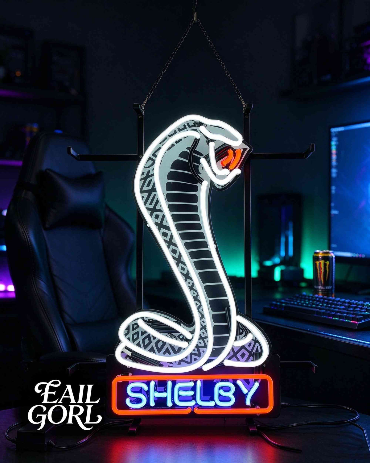 Shelby Cobra Real Glass Neon Sign, detail