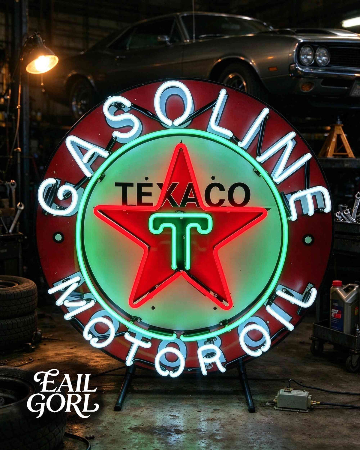 Vintage TEXACO Gasoline Neon Light neon sign, lit