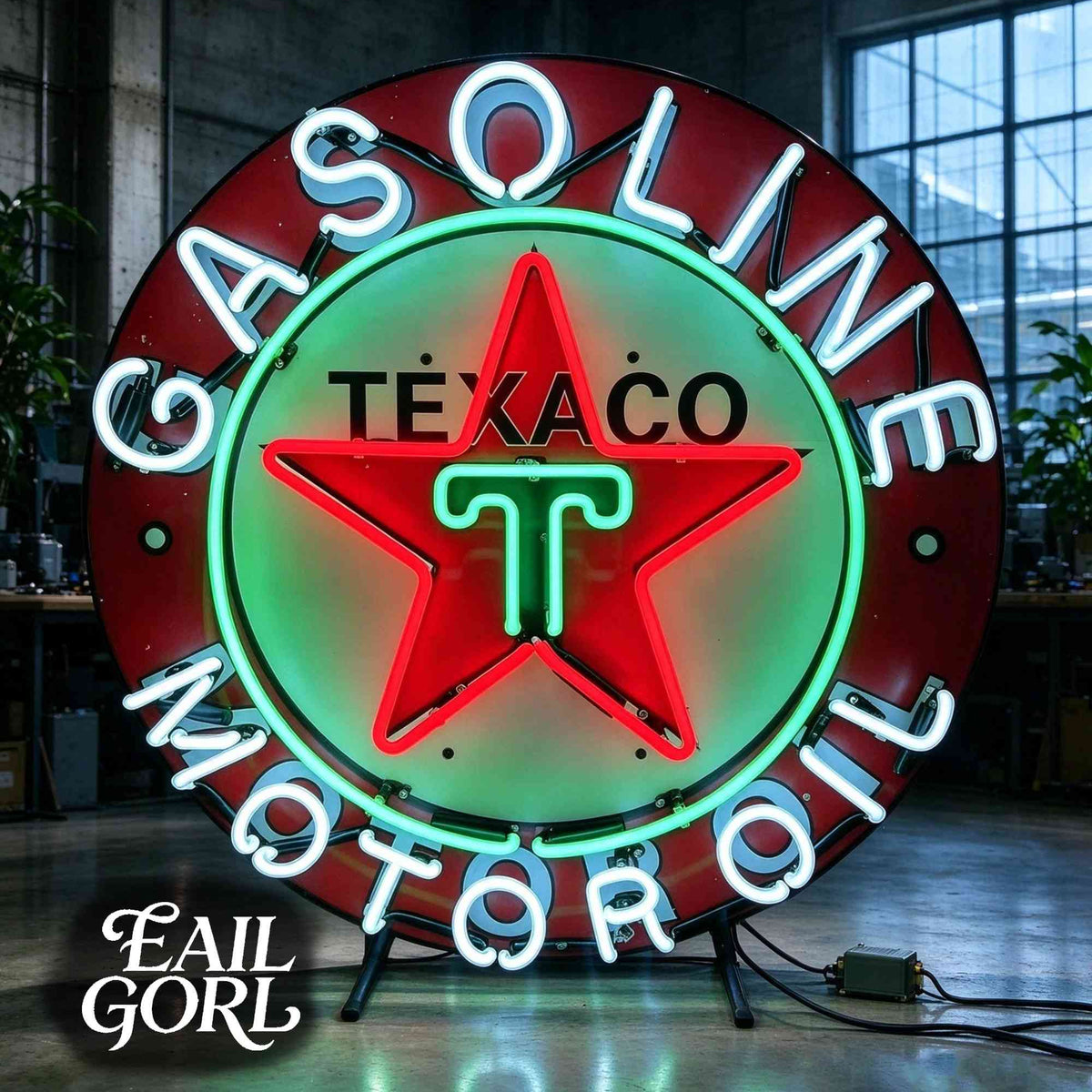 Vintage TEXACO Gasoline Neon Light neon sign, lit