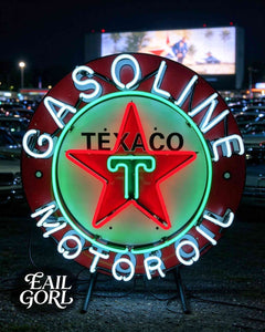 Vintage TEXACO Gasoline Neon Light neon sign, wide view