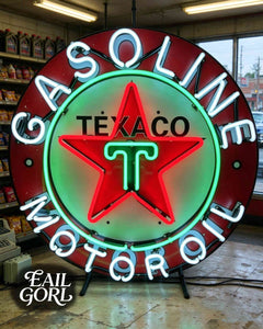 Vintage TEXACO Gasoline Neon Light neon sign, angle view