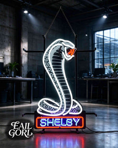 Shelby Cobra Real Glass Neon Sign, angle view