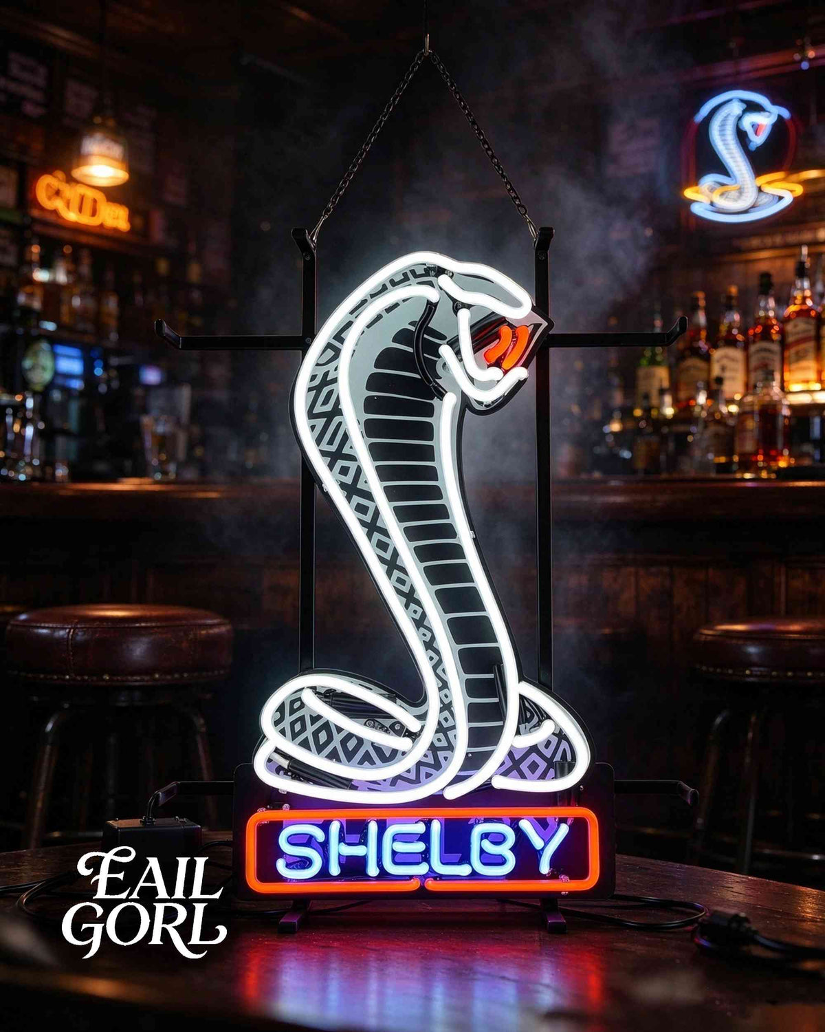 Shelby Cobra Real Glass Neon Sign, wide view