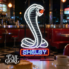 Shelby Cobra Real Glass Neon Sign, lit