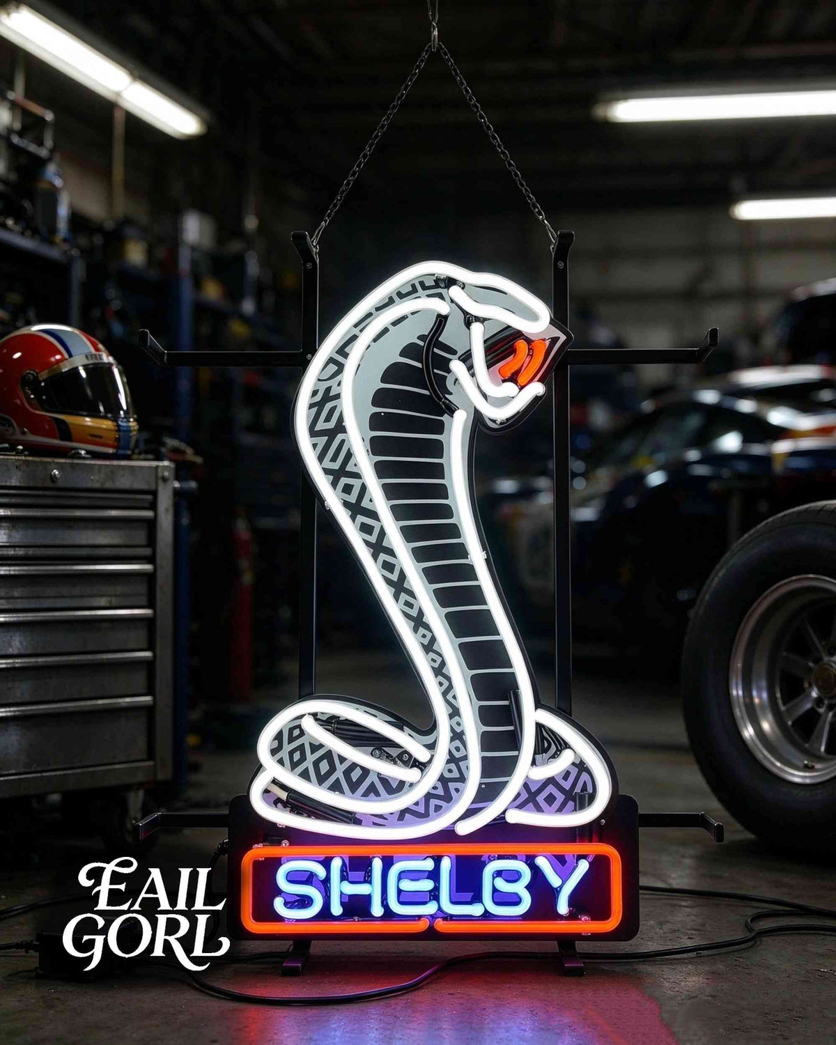 Shelby Cobra Real Glass Neon Sign, front view