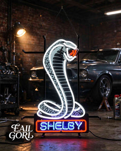Shelby Cobra Real Glass Neon Sign, in a room