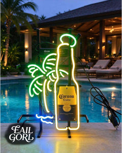 Corona Extra Beer Bottle Neon Sign, wide view