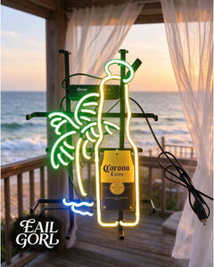 Corona Extra Beer Bottle Neon Sign, on a wall