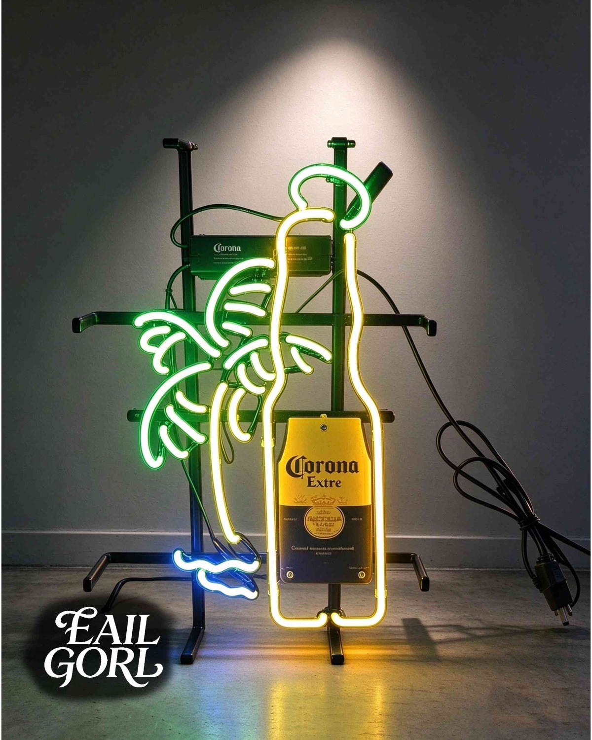 Corona Extra Beer Bottle Neon Sign, angle view