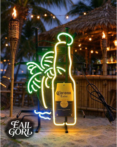 Corona Extra Beer Bottle Neon Sign, in a room