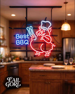 Best BBQ Chef Pig Neon Sign, alternate view