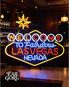 Welcome To Fabulous Las Vegas Neon Sign, close-up of the glass tubing