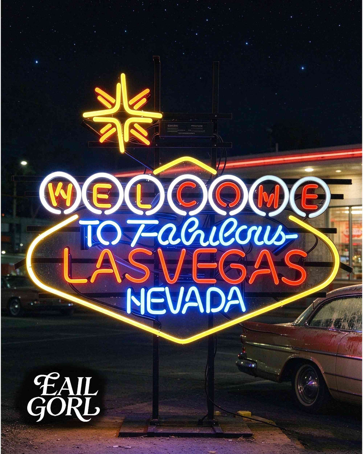 Welcome To Fabulous Las Vegas Neon Sign, in a room