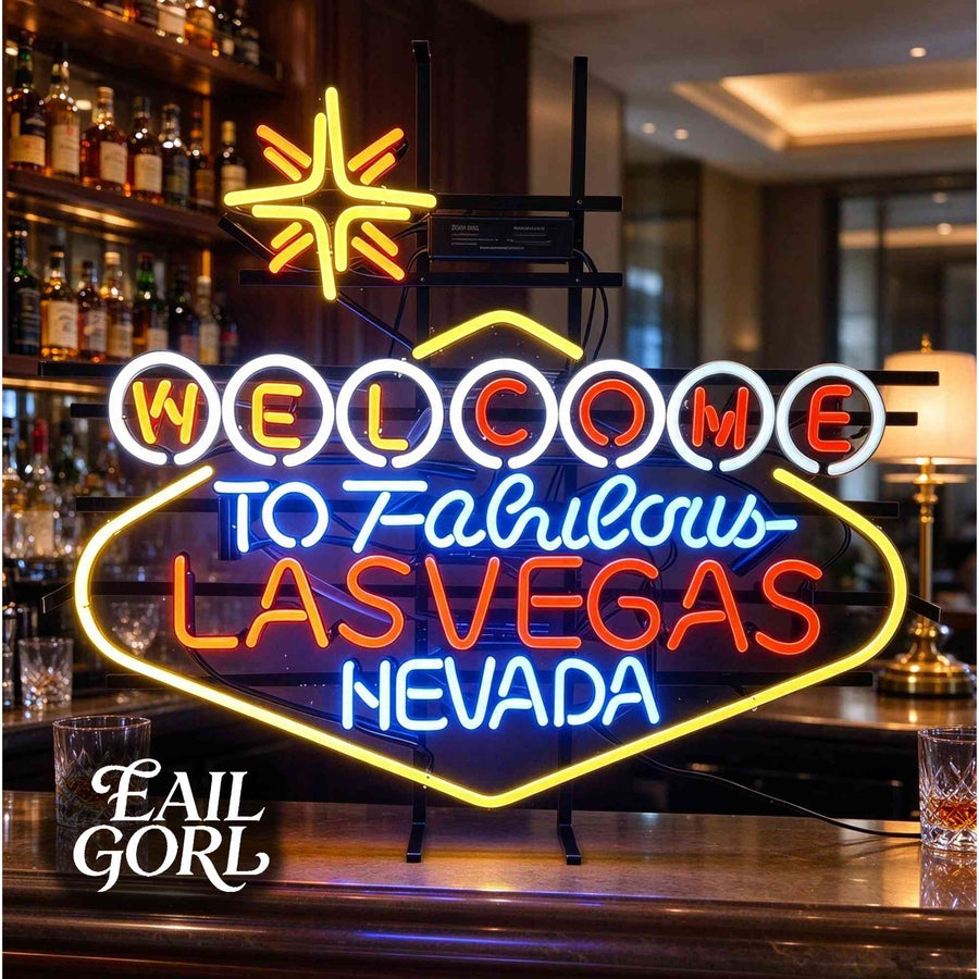 Welcome To Fabulous Las Vegas Neon Sign, lit