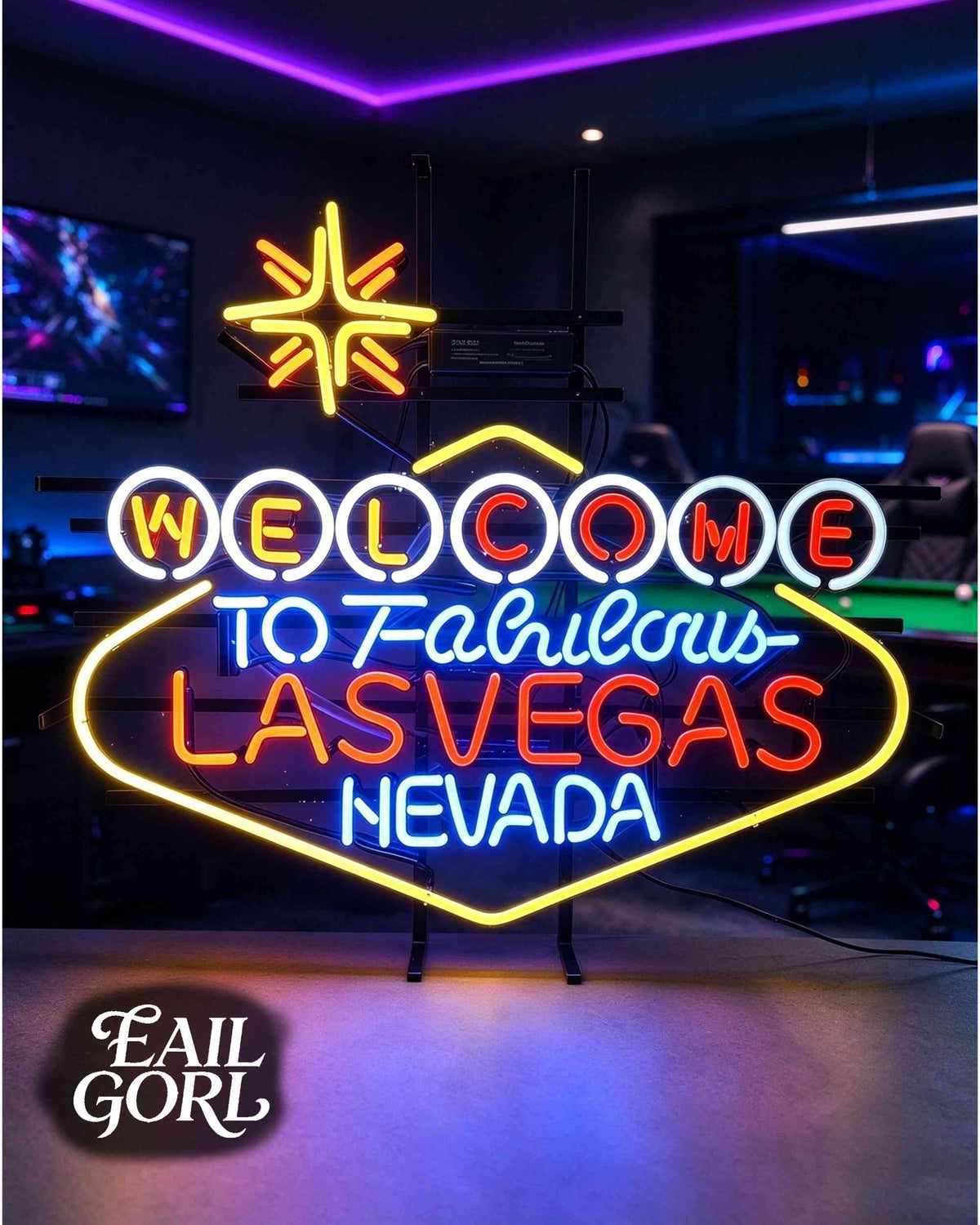 Welcome To Fabulous Las Vegas Neon Sign, angle view