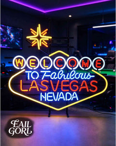 Welcome To Fabulous Las Vegas Neon Sign, angle view