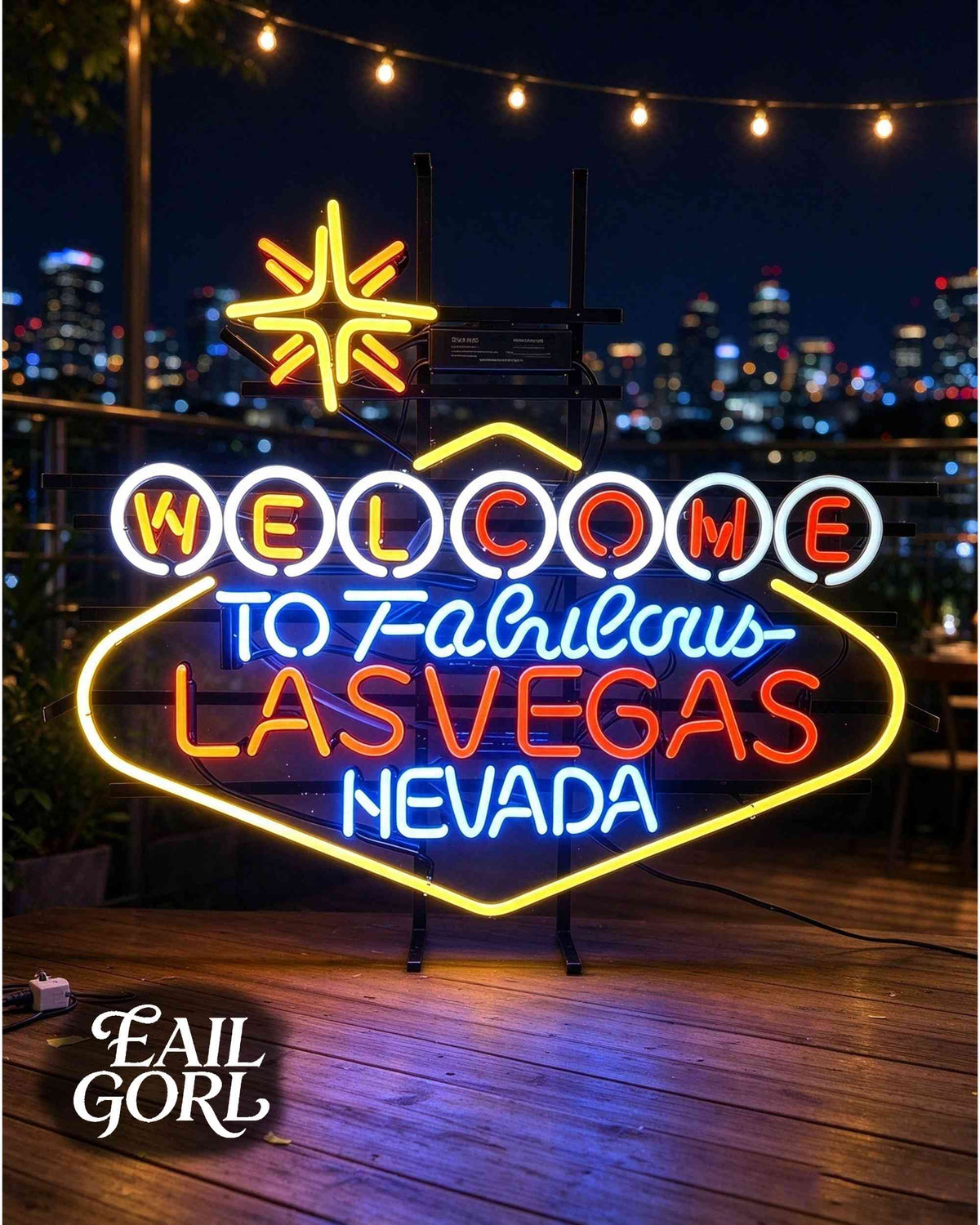Welcome To Fabulous Las Vegas Neon Sign, wide view