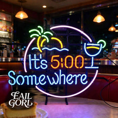 It's 5 O'Clock Somewhere Neon Sign, angle view