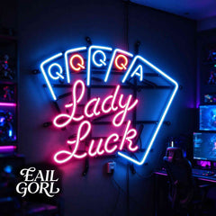 Lady Luck Neon Sign, in a room