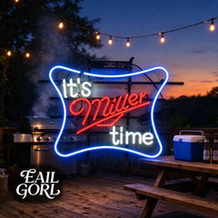 It's Miller Time Neon Sign, detail