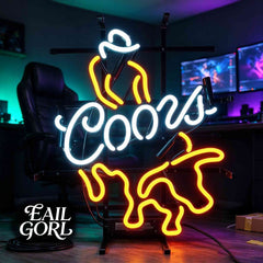 Coors Banquet Neon Sign, lit