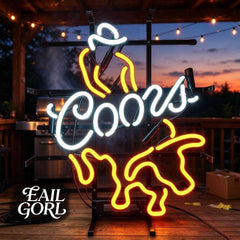 Coors Banquet Neon Sign, close-up of the glass tubing