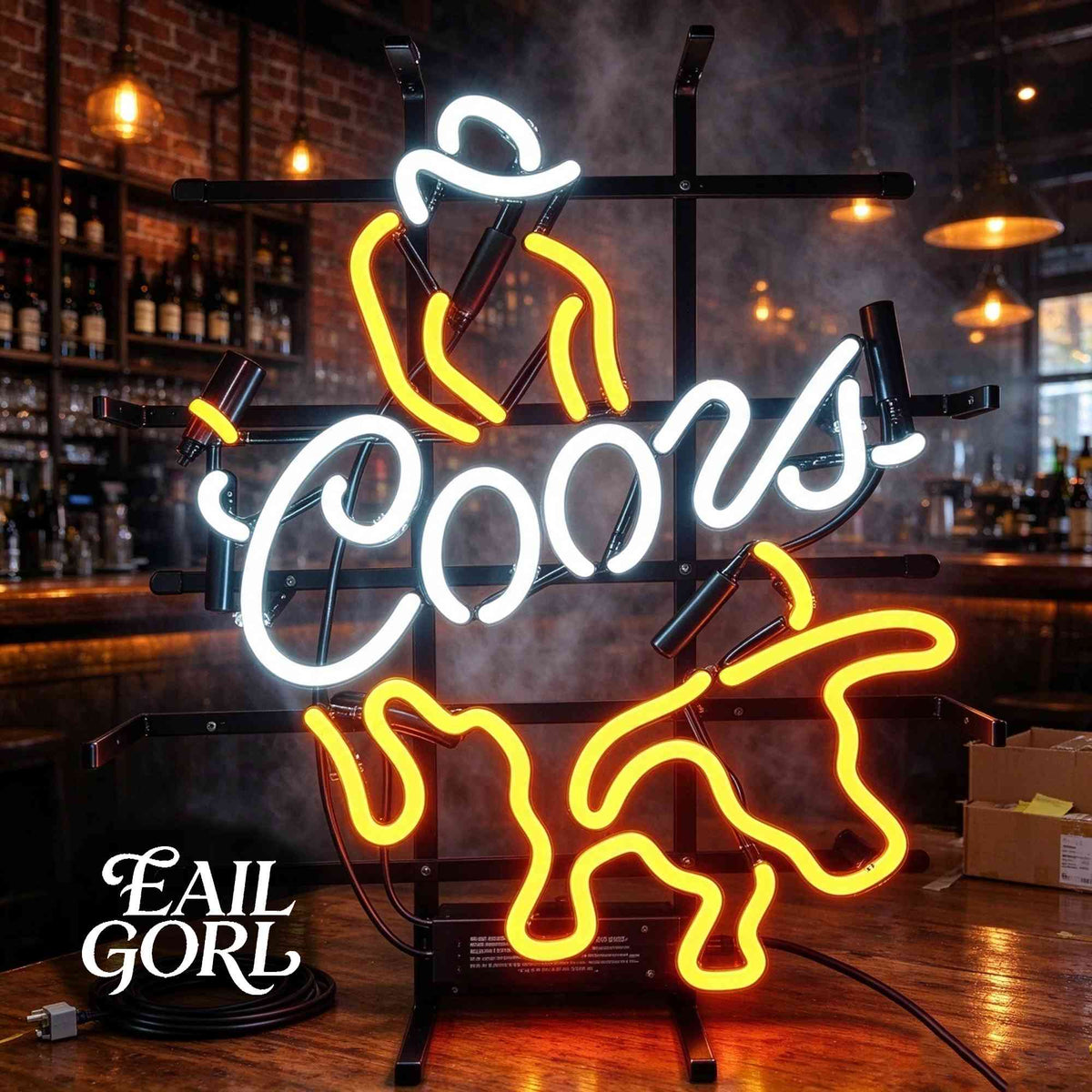 Coors Banquet Neon Sign, in a room