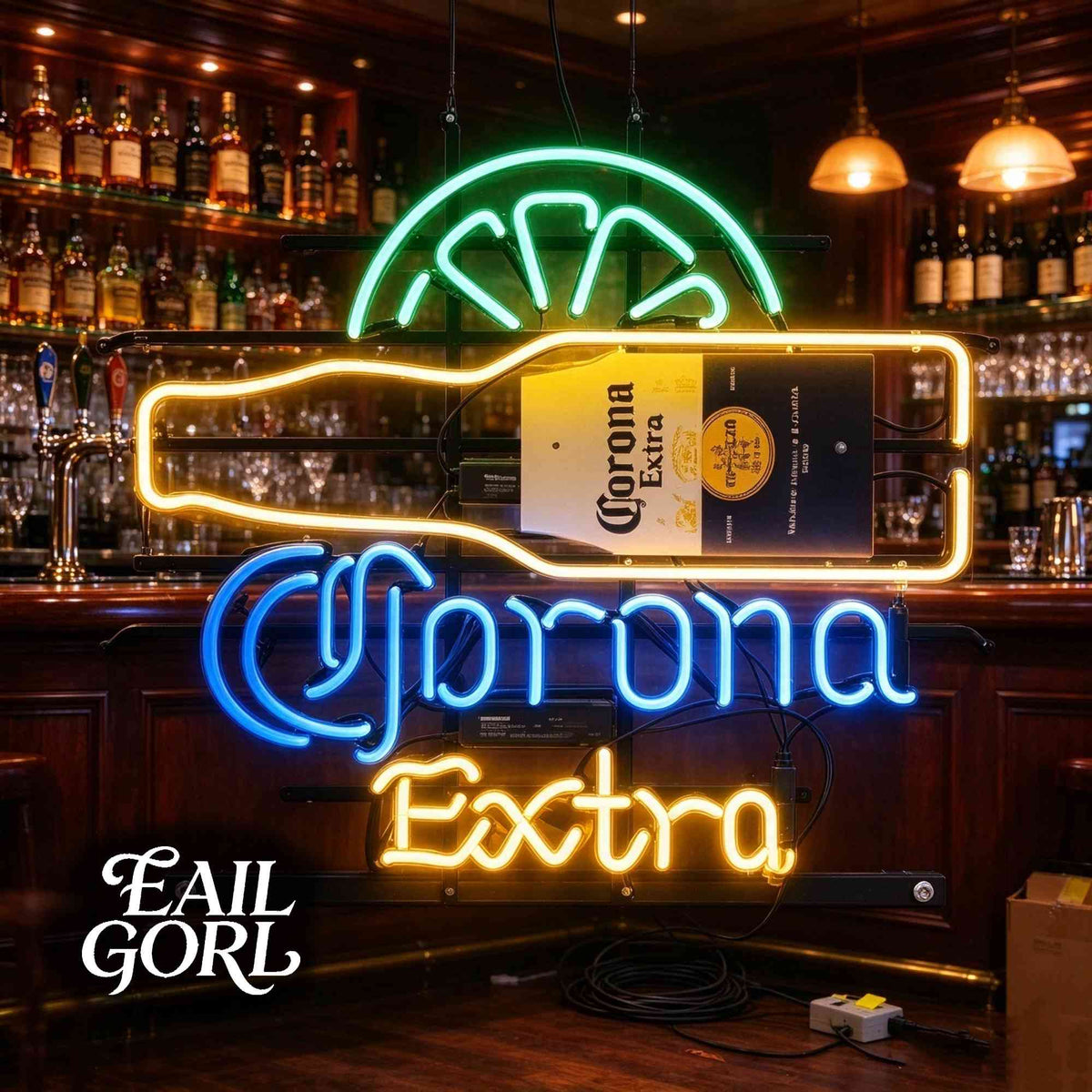 Corona Extra Beer Bucket Neon Sign, in a room