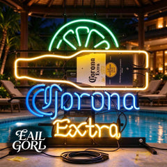 Corona Extra Beer Bucket Neon Sign, on a wall