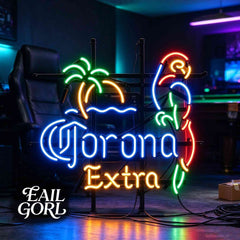 Corona Extra Palm and Flamingo Neon Sign, detail