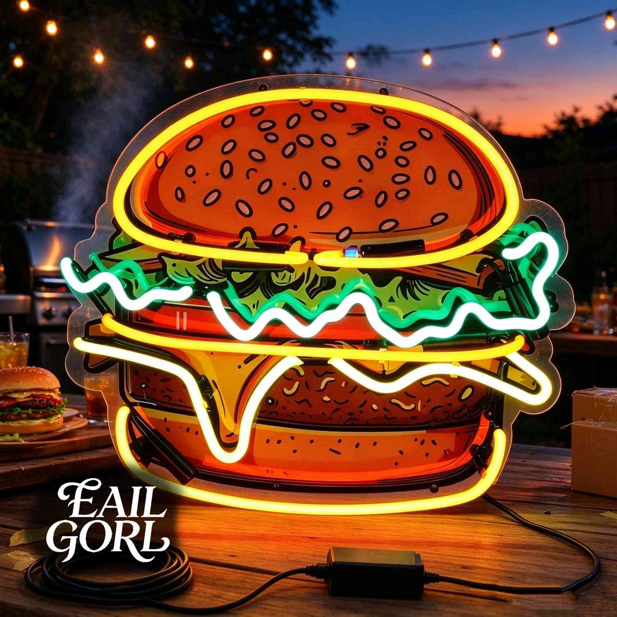 Hamburger Neon Sign, detail