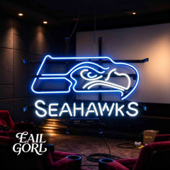 Seattle Seahawks Football Neon Sign, on a wall