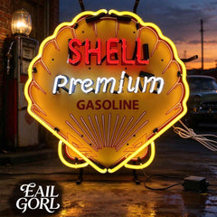 Vintage Shell Premium Gasoline Neon Sign, lit