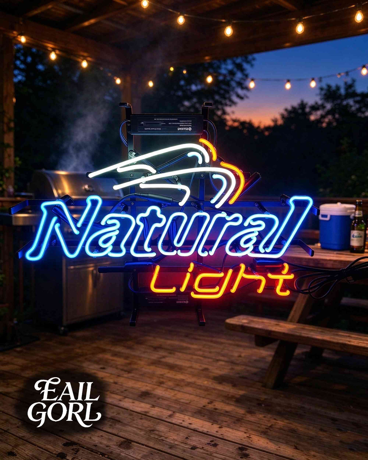 Natural Light Neon Sign, in a room