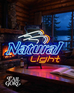 Natural Light Neon Sign, on a wall
