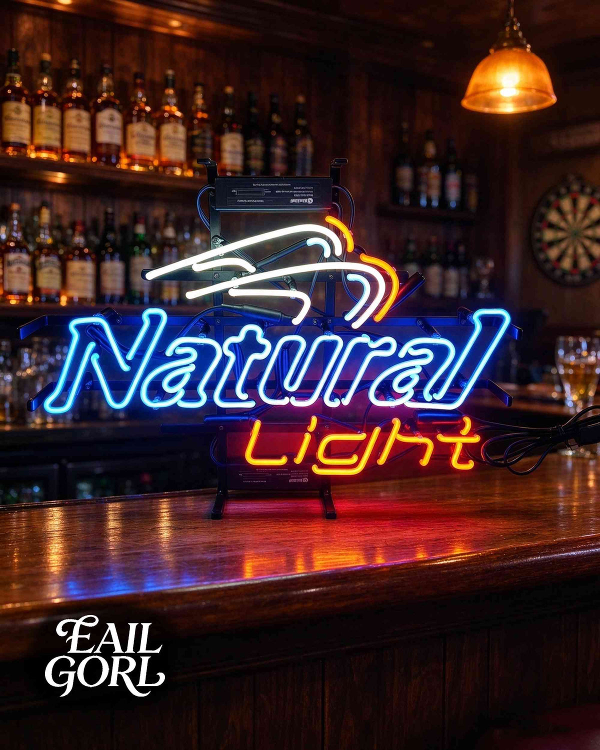 Natural Light Neon Sign, side view