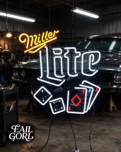 Miller Lite Neon Sign, in a room