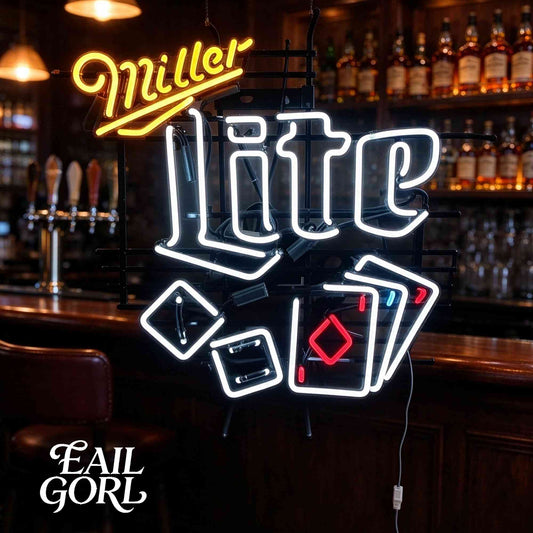 Miller Lite Neon Sign, lit