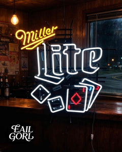 Miller Lite Neon Sign, detail