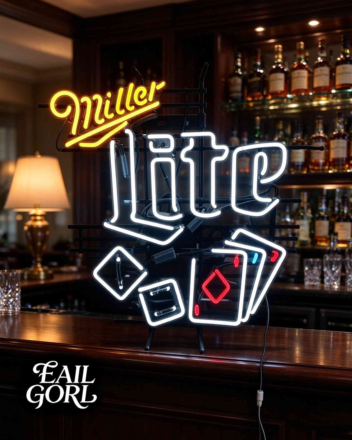 Miller Lite Neon Sign, angle view