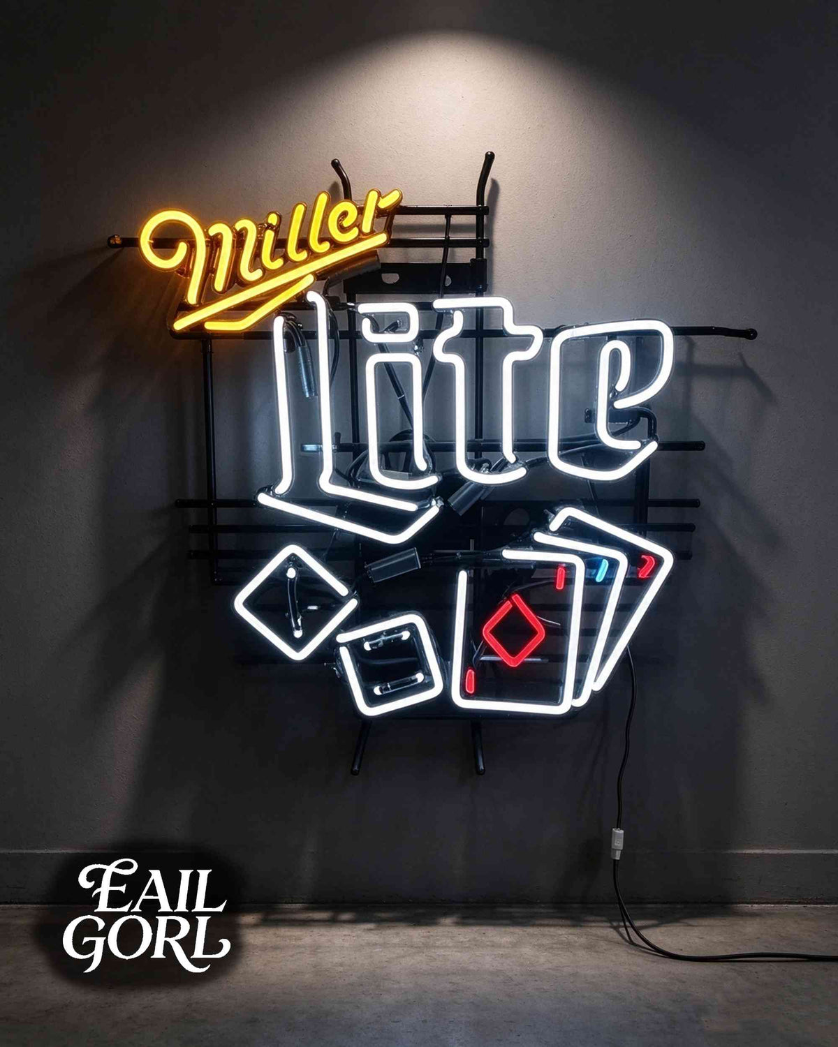 Miller Lite Neon Sign, front view