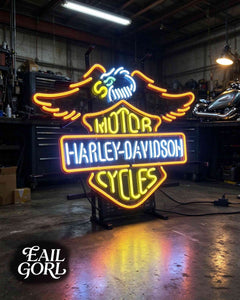 Harley-Davidson Motorcycles Neon Sign, on a wall