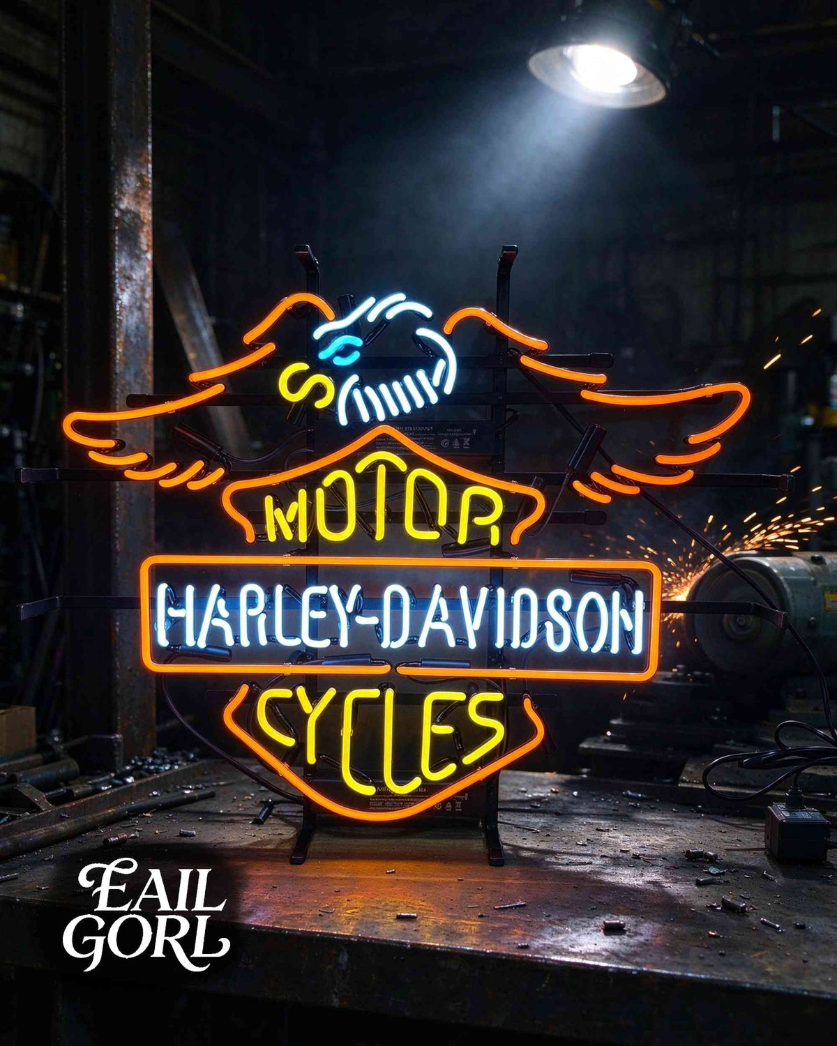 Harley-Davidson Motorcycles Neon Sign, front view