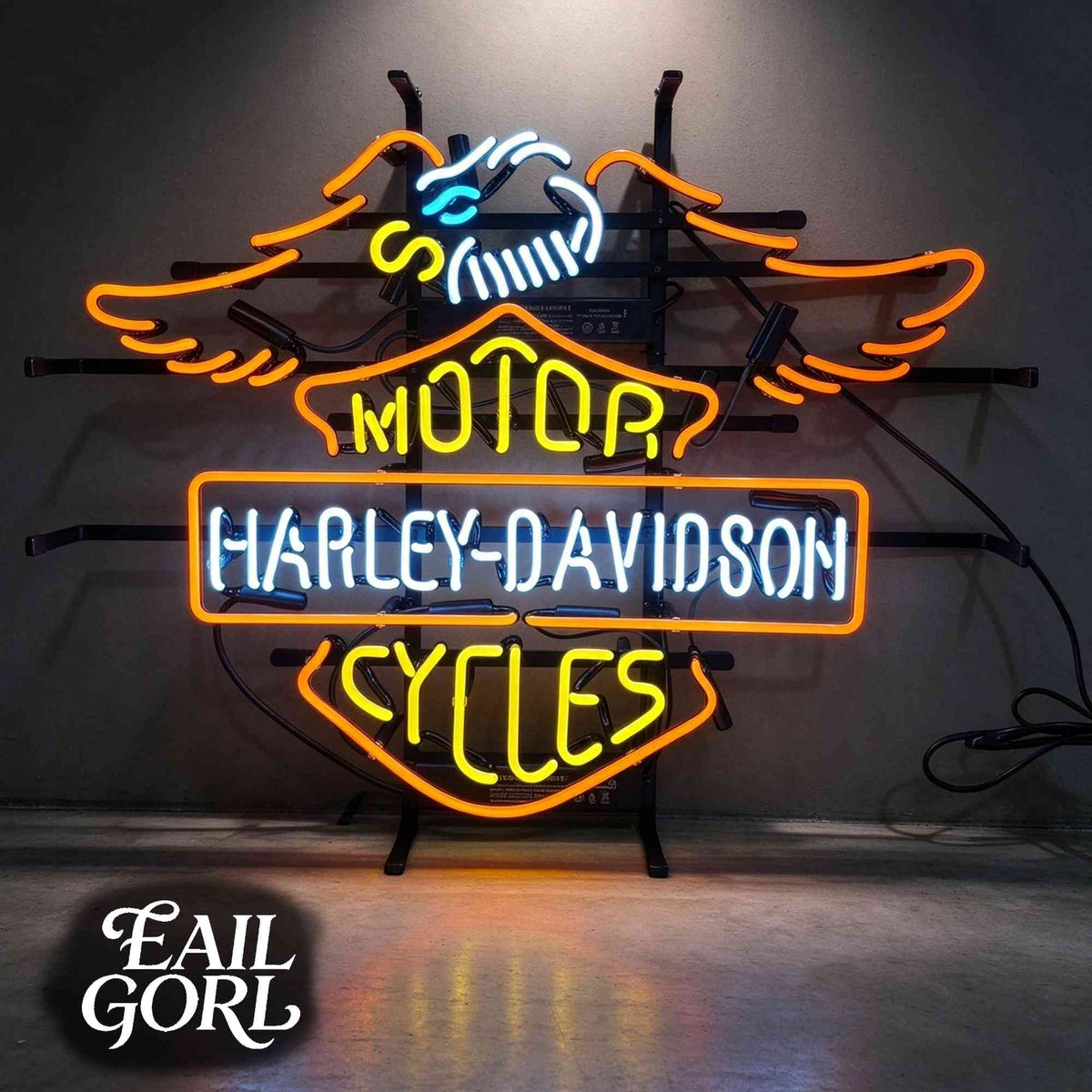 Harley-Davidson Motorcycles Neon Sign, lit