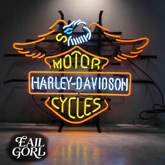 Harley-Davidson Motorcycles Neon Sign, lit