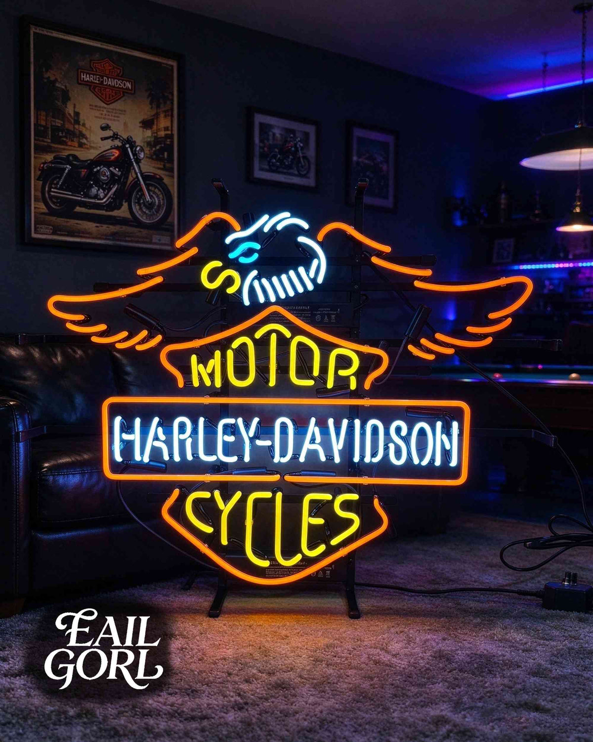Harley-Davidson Motorcycles Neon Sign, side view