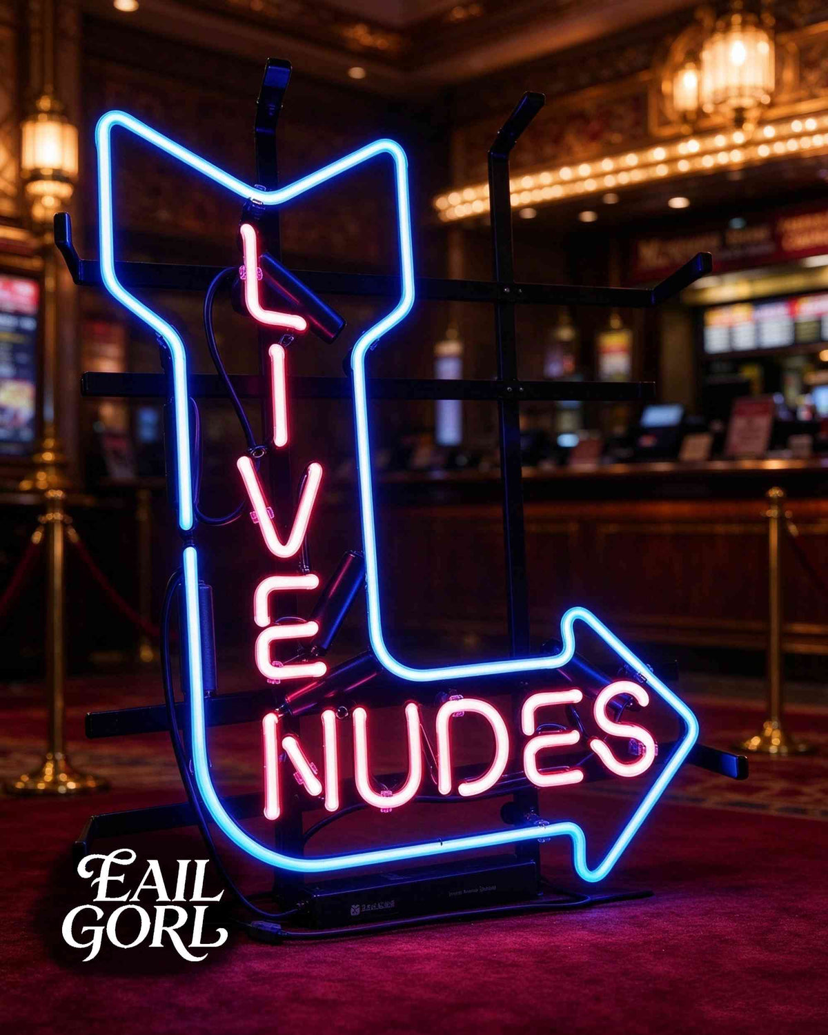 Live Nudes Neon Sign, wide view
