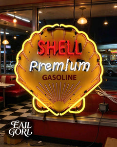 Vintage Shell Premium Gasoline Neon Sign, detail