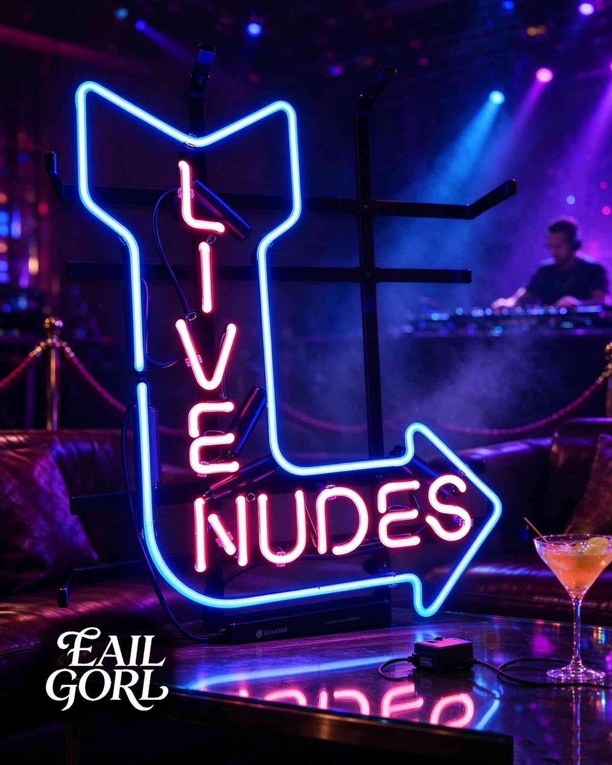 Live Nudes Neon Sign, angle view