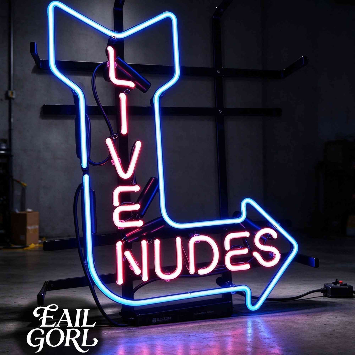 Live Nudes Neon Sign, lit